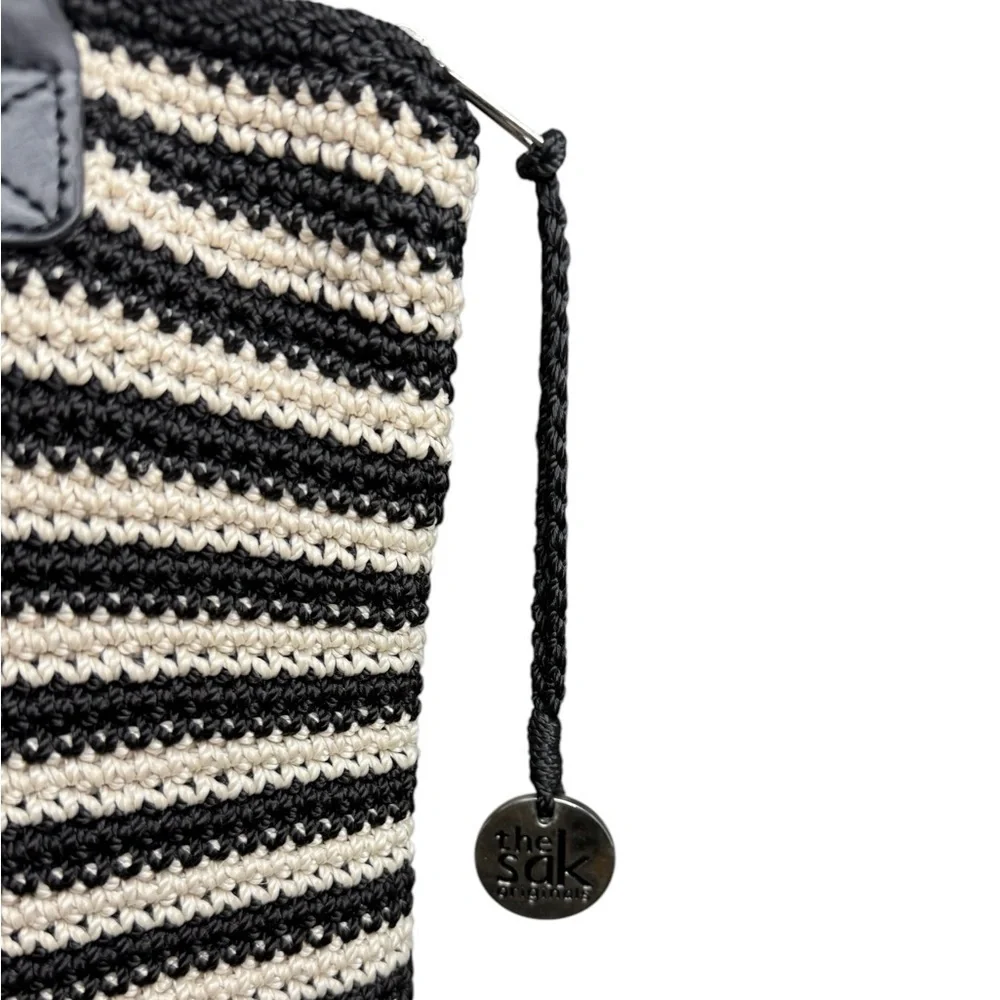 The Sak Black and White Crochet Collection Hobo Handbag